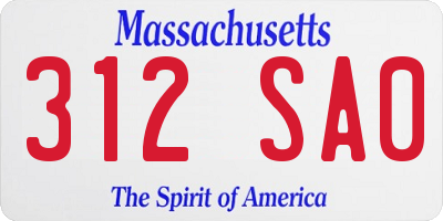 MA license plate 312SA0