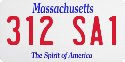 MA license plate 312SA1