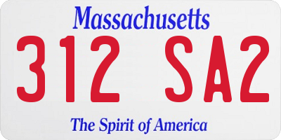 MA license plate 312SA2