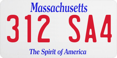 MA license plate 312SA4
