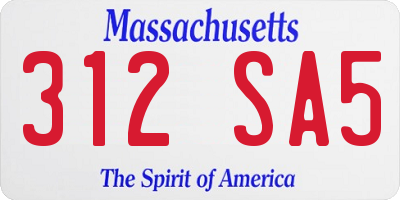 MA license plate 312SA5