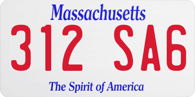 MA license plate 312SA6
