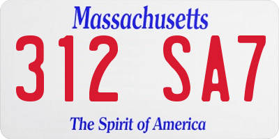 MA license plate 312SA7