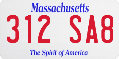 MA license plate 312SA8