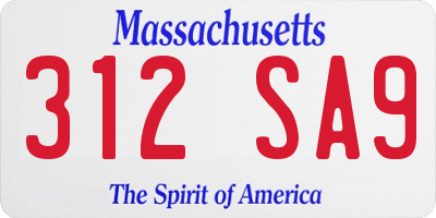 MA license plate 312SA9