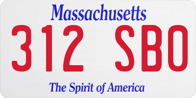 MA license plate 312SB0