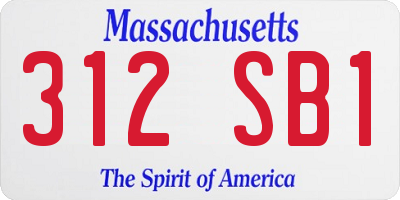 MA license plate 312SB1