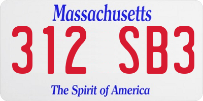 MA license plate 312SB3