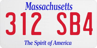 MA license plate 312SB4