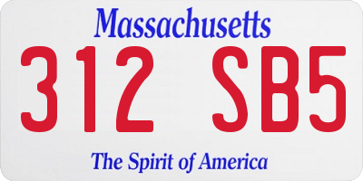 MA license plate 312SB5