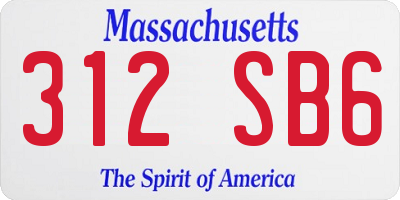 MA license plate 312SB6