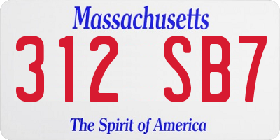 MA license plate 312SB7