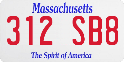 MA license plate 312SB8