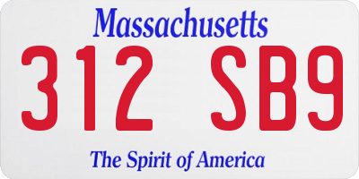 MA license plate 312SB9