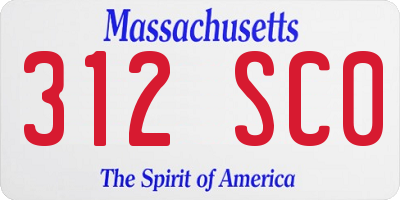 MA license plate 312SC0