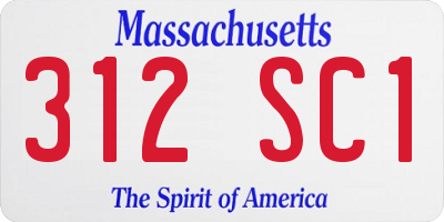 MA license plate 312SC1
