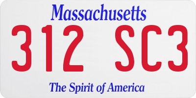 MA license plate 312SC3