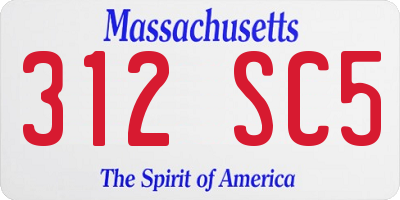 MA license plate 312SC5