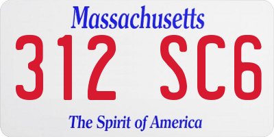 MA license plate 312SC6