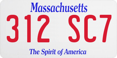MA license plate 312SC7