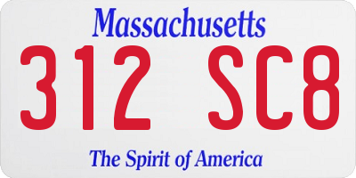 MA license plate 312SC8