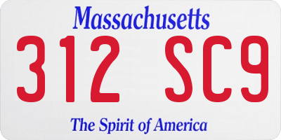 MA license plate 312SC9