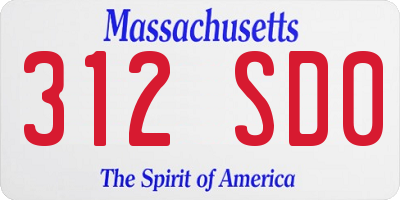 MA license plate 312SD0