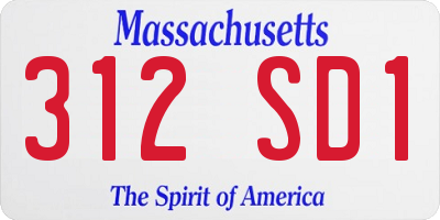 MA license plate 312SD1