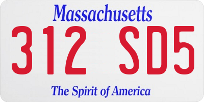 MA license plate 312SD5