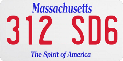 MA license plate 312SD6