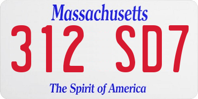 MA license plate 312SD7