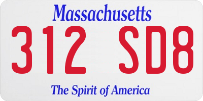 MA license plate 312SD8