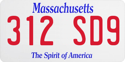 MA license plate 312SD9