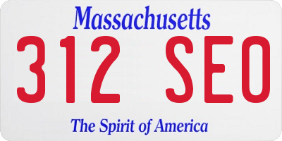 MA license plate 312SE0