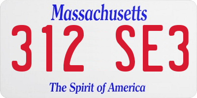 MA license plate 312SE3