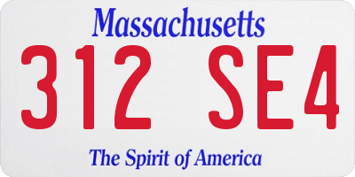 MA license plate 312SE4
