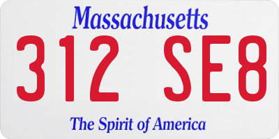 MA license plate 312SE8