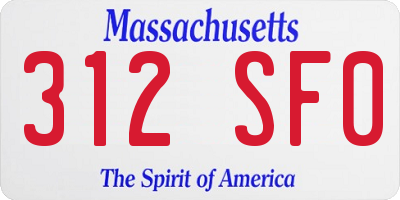 MA license plate 312SF0