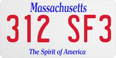 MA license plate 312SF3