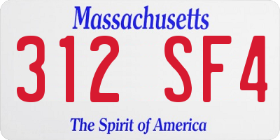 MA license plate 312SF4