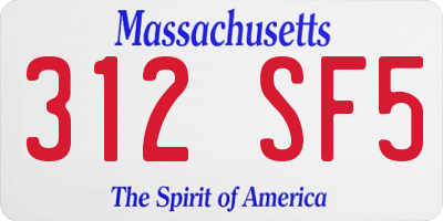 MA license plate 312SF5