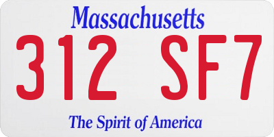 MA license plate 312SF7