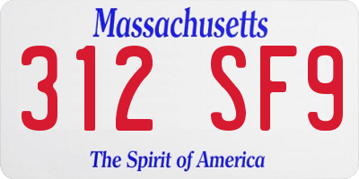 MA license plate 312SF9