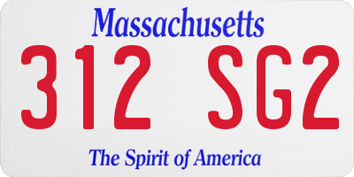 MA license plate 312SG2