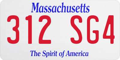 MA license plate 312SG4