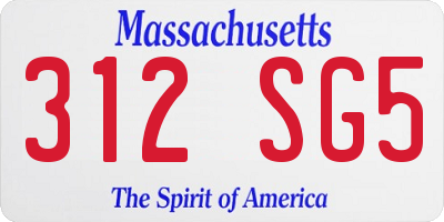 MA license plate 312SG5