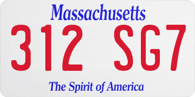 MA license plate 312SG7