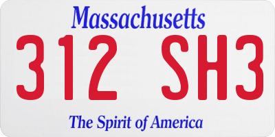 MA license plate 312SH3
