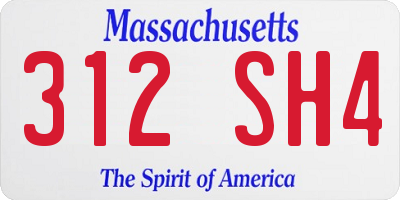 MA license plate 312SH4