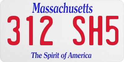 MA license plate 312SH5